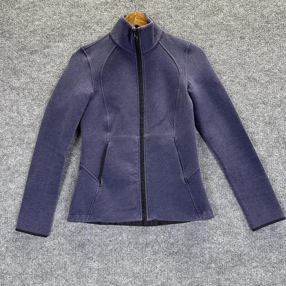 Lululemon Jacket Womens 4 Gray/Blue Fleece Full Zip High Neck Pockets